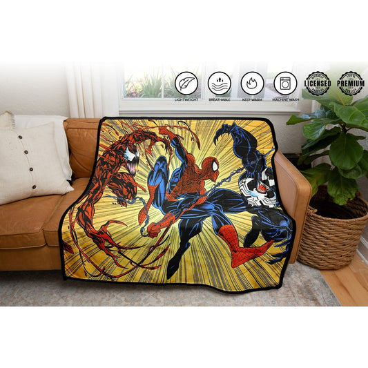 Spider-Man Maximum Carnage And Venom Marvel Fleece Throw Blanket 45in. By 60in. - Plastic Empire