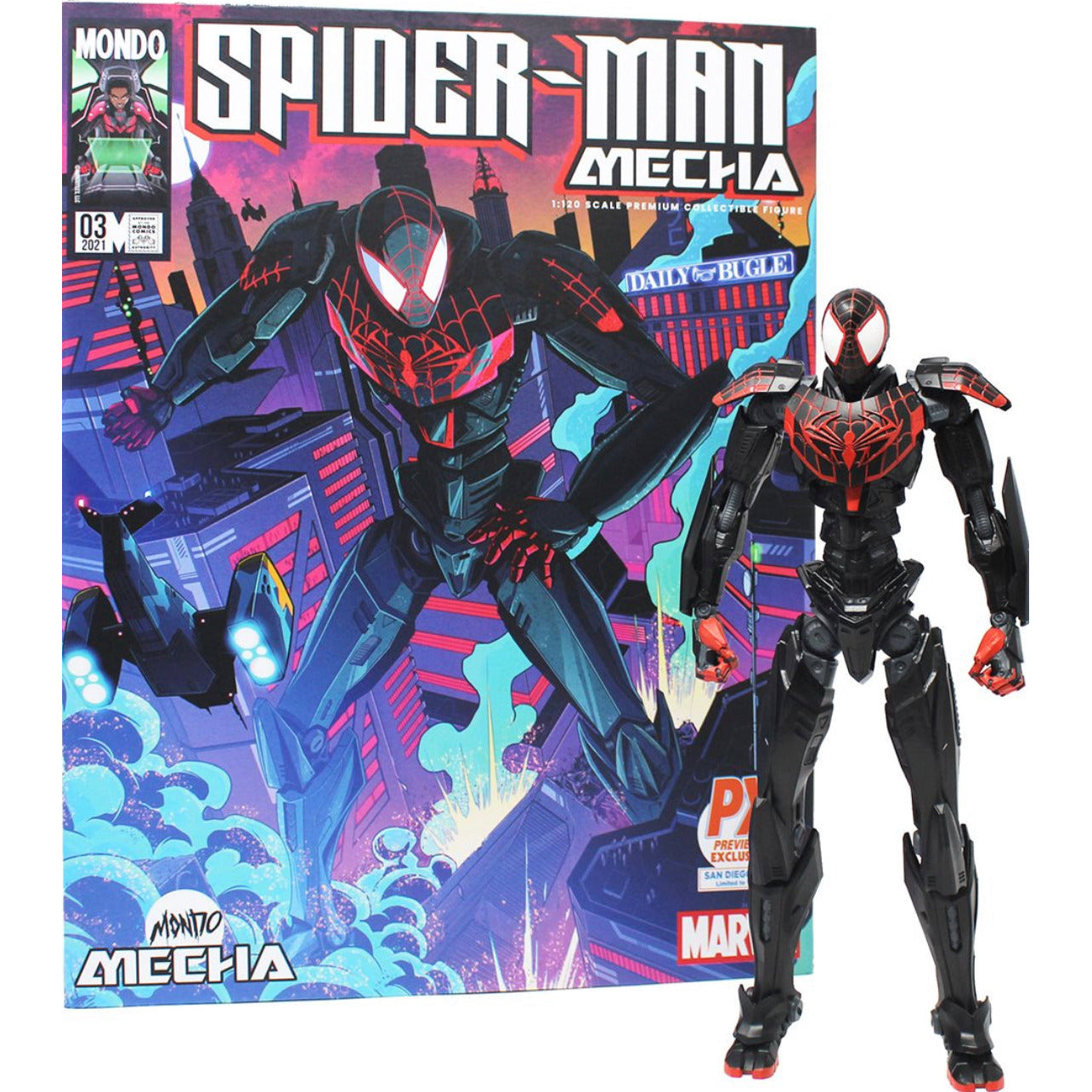 Marvel Mondo Miles Morales Spider-Man Mecha San Diego 2021 Con px exclusive figure in stock