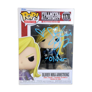 STEPHANIE YOUNG SIGNED OLIVIER ARMSTRONG FULL METAL ALCHEMIST BROTHERHOOD FUNKO POP! AUTOGRAPH IS JSA AUTHENTICATED IN STOCK