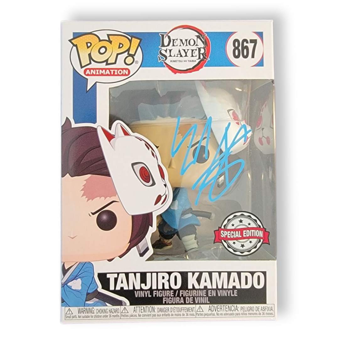ZACH AGUILAR SIGNED DEMON SLAYER TANJIRO KAMADO W/ MASK EXCLUSIVE #867 FUNKO POP! AUTOGRAPH IS JSA AUTHENTICATED IN STOCK