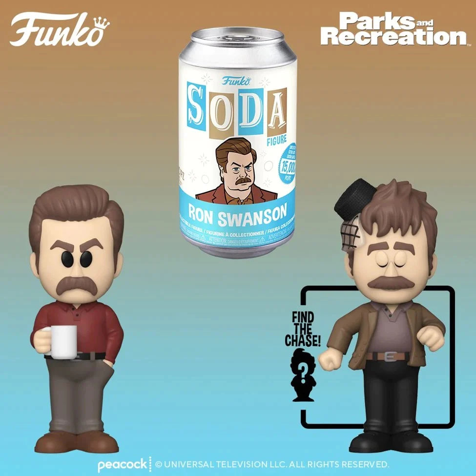 PARKS AND REC RON SWANSON VINYL FUNKO SODA W/ 1 IN 6 CHANCE AT CHASE IN STOCK - Plastic Empire
